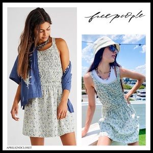FREE PEOPLE BOHO FLOWY SUN DRESS BOHEMIAN PRINT POCKETS OPEN BACK MINI A2C